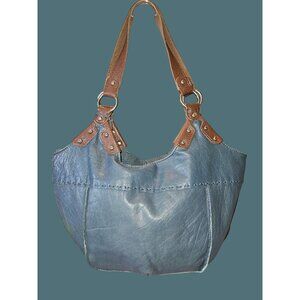 The Sak Soft Blue Leather Hobo Shoulder Bag